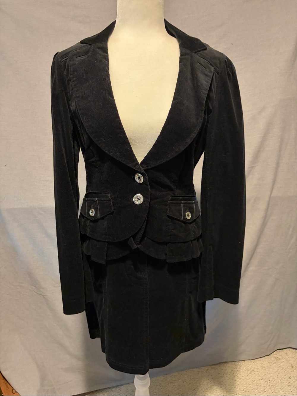 White House Black Market Black Women's Corduroy Style Blazer Jacket & skirt set